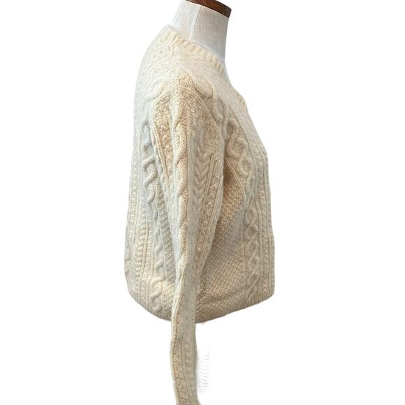 Vintage Cable Knit V Neck Fishermans Sweater Natural - Picture 4 of 7